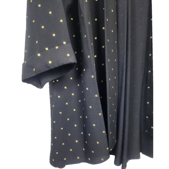 Vintage Sharon Anthony Pleated Gold Square Print Evening Office Open Cardigan - Picture 6 of 8